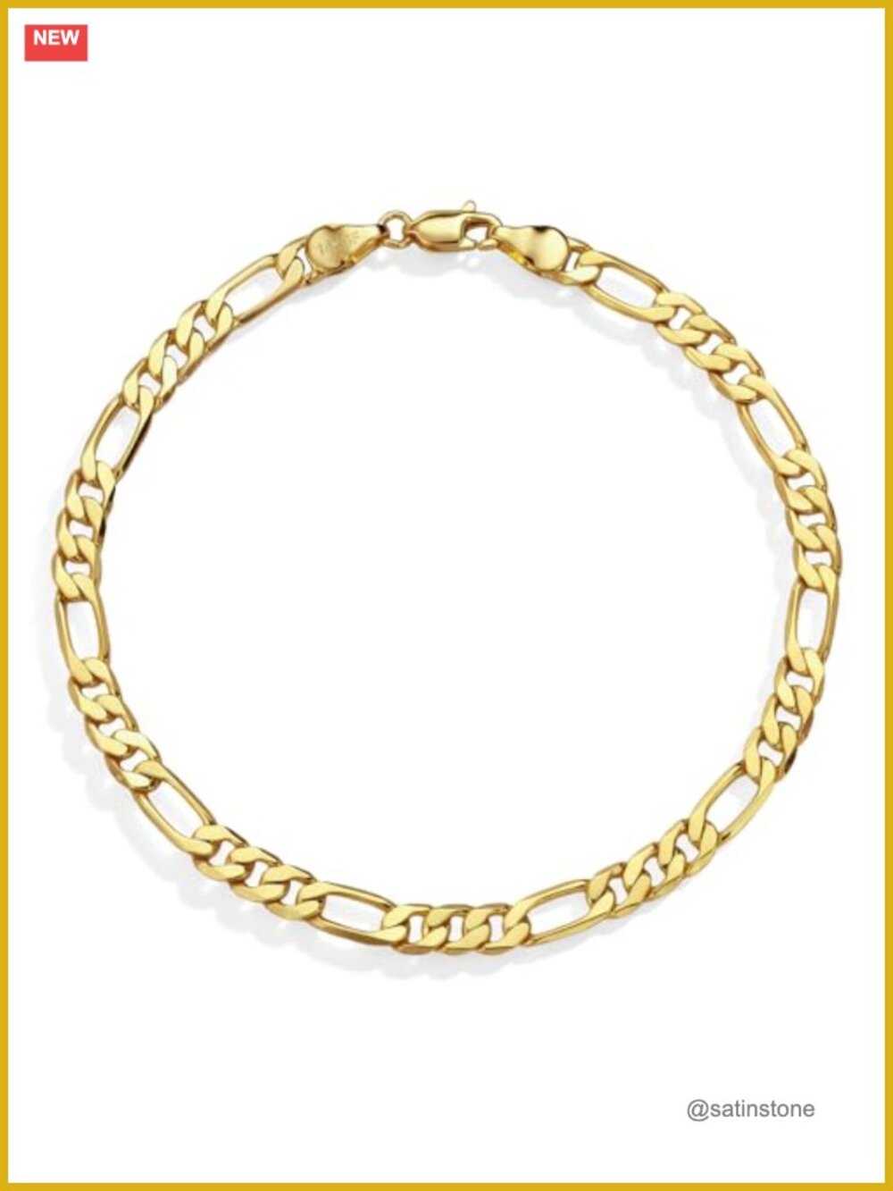 14K Gold-Filled Figaro Chain Bracelet 5mm Diamond-Cut Unisex Stackable
